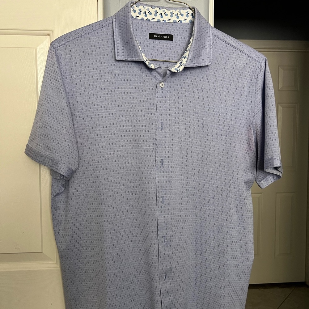 Bugatchi Men's Light Blue Patterned Shirt